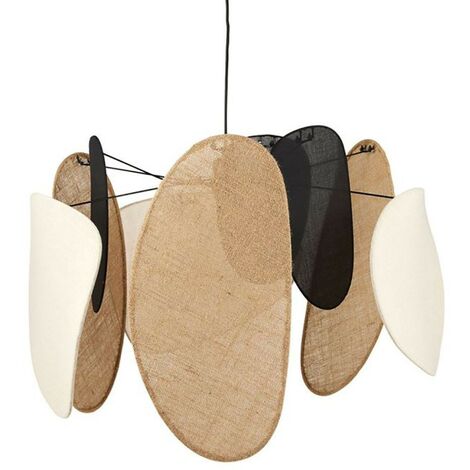 Suspension en métal lin jute Almeria D.66 cm – Style vintage naturel – Douille E27 – Hauteur 49 cm – Puissance 60W – Ostaria