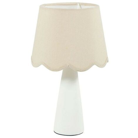 Lampe céramique lin Mathilde blanc (1/4)