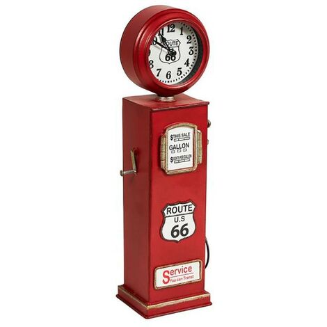 Horloge métal verre Route 66 – Dimensions L. 10 x P. 8,8 x H. 37,3 cm – Couleur rouge – Style rétro américain – Ostaria (1/3)