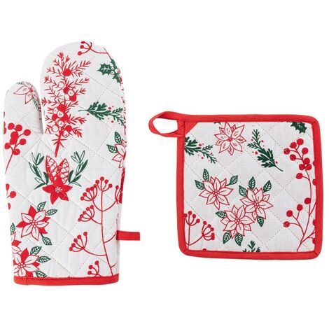 Gant et manique baies de Noël coton (1/3)