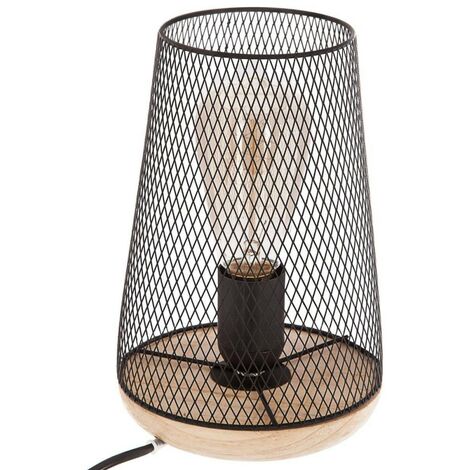 Lampe en métal et bois noir
