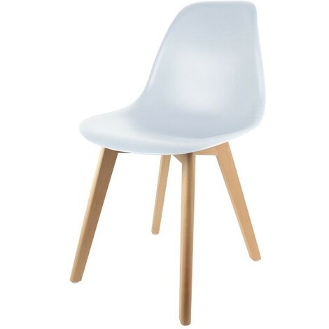 The Home Deco Factory – Chaise scandinave coque blanche – Assise confortable – Pieds en bois brut – Dimensions 50x46,3x83 cm – Hauteur d'assise 41,5 cm (1/3)