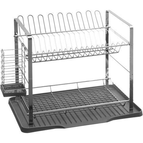 Égouttoir à vaisselle métal 2 niveaux gris