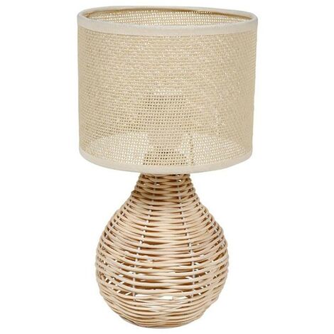 Suspension rustique led avec abat-jour en rotin