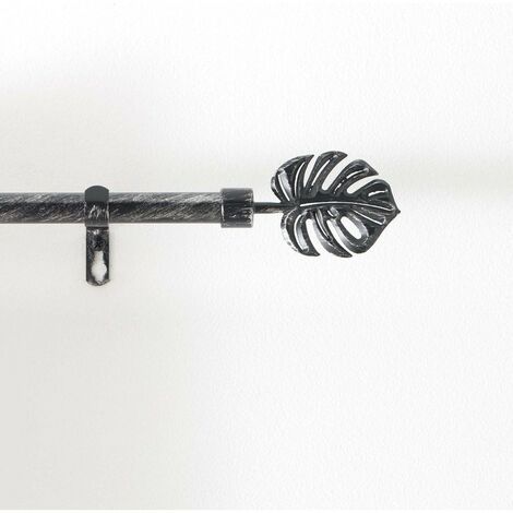 Kit tringle extensible 120 à 210 cm patiné Tropi noir argent