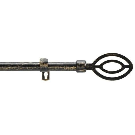 Kit tringle extensible 120 à 210 cm patiné Alpha noir or (1/4)