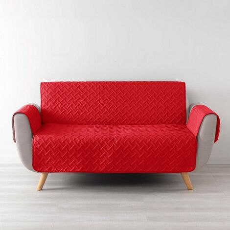 Protège canapé 2 places matelassé 223x179 cm uni Lounge rouge (1/3)