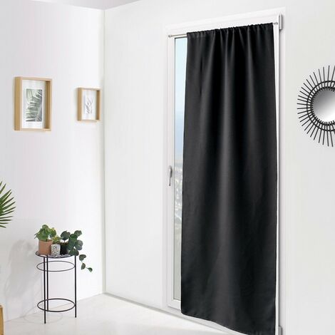 Rideau occultant 90x210 en polyester noir – Aspect soyeux – Passe-tringle pour installation rapide – Label Standard 100 OEKO-TEX – Enjoy Home