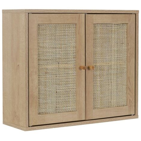 The Home Deco Factory – Armoire murale Bali – Dimensions L. 60 x P. 20 x H. 50 cm – Panneau de particules et rotin – À monter soi-même – Charge maximale 6,7 kg (1/5)
