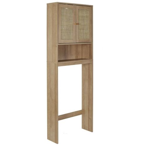 The Home Deco Factory – Meuble pour WC Bali – Dimensions L. 60 x P. 20 x H. 166 cm – Composition en panneau de particules et rotin – À monter soi-même