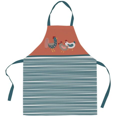 Tablier avec sangle ajustable 80x85 cm Poule ou Coq coton (1/3)