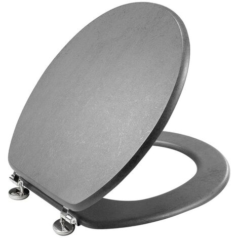 Douceur D'Intérieur – Abattant WC MDF avec charnières métal effet béton – Compatible cuvettes standards – Montage facile – Dimensions 37,5 x 4 x 46 cm (1/4)