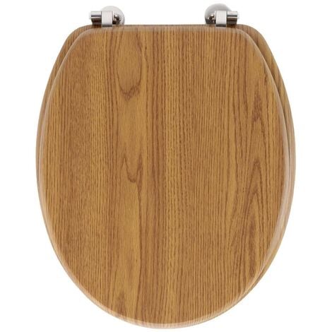 Abattant WC MDF charnières métal effet bois Strata chêne