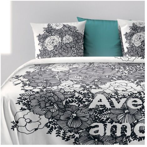 Housse De Couette 240x260 + 2 Taies D'Oreiller 100% Coton 57 Fils Reno - Parure De Lit Douce Et Durable