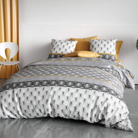 Housse de couette 240x220 Sakigold + 2 taies coton 57 fils (1/4)