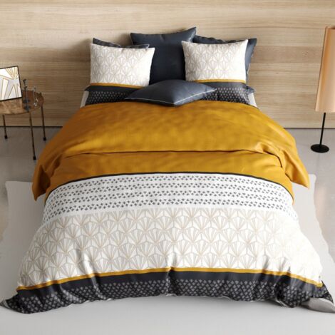 Housse De Couette STOF Eden 240x220cm - 100% Coton Oeko-Tex - Couleur Pétrole