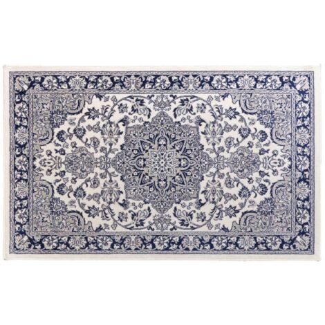 Tapis rectangulaire 68x110 cm tissé CHERINE BLEU (1/4)