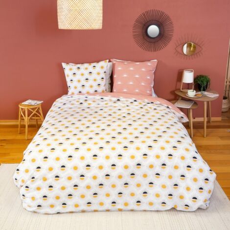 Housse de couette 260x240 TERRAMEA + 2 taies 100% coton adouci 57 fils/cm2 (1/5)