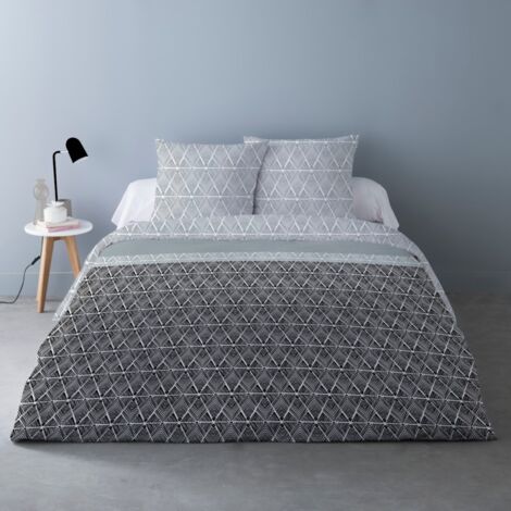Housse de couette 240x220 AVI NOIR + 2 taies 100% coton (1/3)