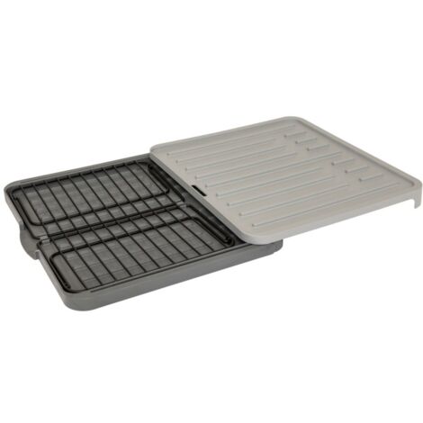 Égouttoir à vaisselle 2 étages plateau gris 45.5x24.5x37.5cm | Maisons