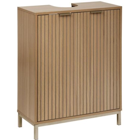 5Five Simply Smart – Meuble bas de salle de bain TASSO – Dimensions L. 60 x P. 28.5 x H. 80 cm – 2 portes avec fermeture aimantée – Étagère réglable en MDF (1/5)