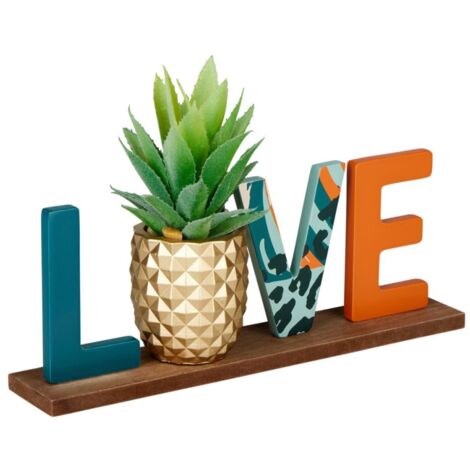 Mot déco LOVE ananas doré à poser (1/3)