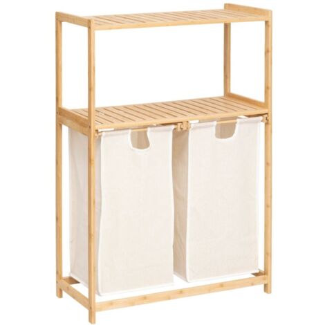 Etagère Bambou avec 2 paniers à linge (1/5)