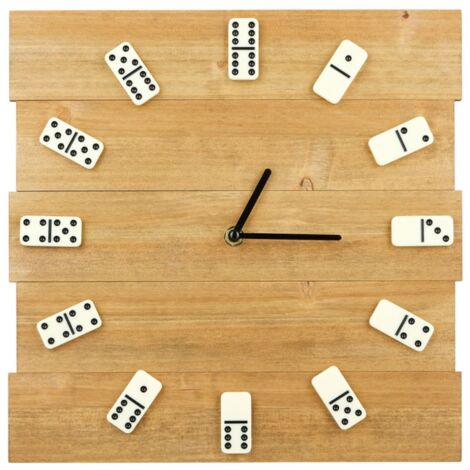 Horloge DOMINO noire et beige diam 30 cm (1/4)
