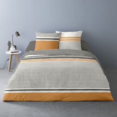 Housse De Couette En Flanelle 100% Coton - 240x220 Cm + 2 Taies