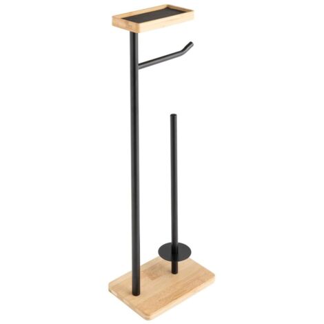 Dérouleur papier WC noir avec réserve et porte téléphone (1/4)