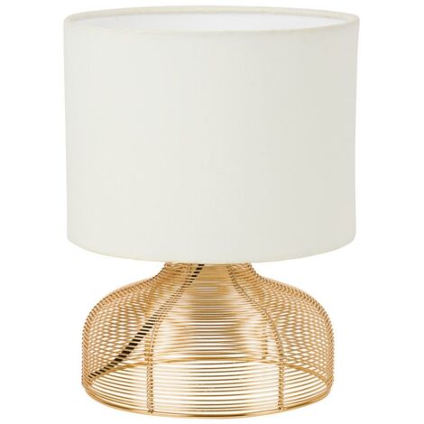 Lampe en métal doré avec abat-jour blanc (1/4)