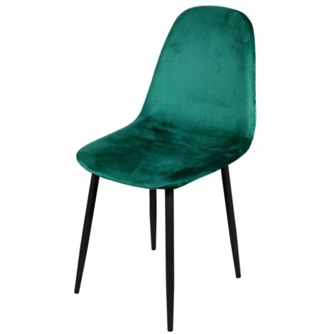 Chaise en velours vert et pieds métal noir (1/3)