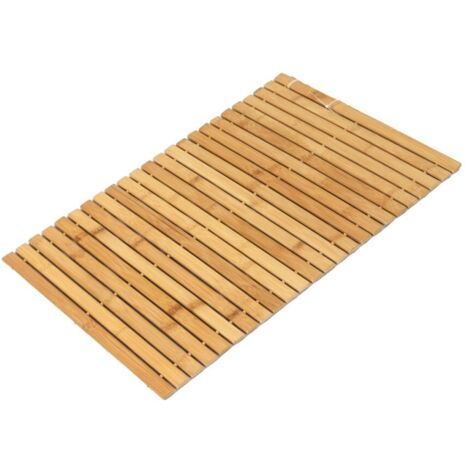 Tapis De Bain En Bambou, 61x40 Cm, Caillebotis Pour Sauna Baignoire Piscine Antiderapant Nature Relaxdays 91259129
