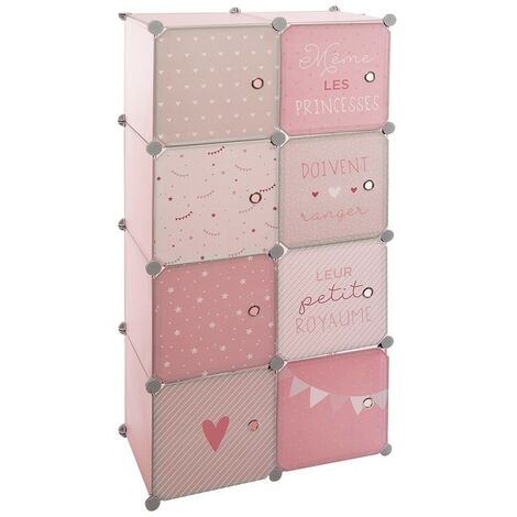 Rangement penderie rose pour enfant