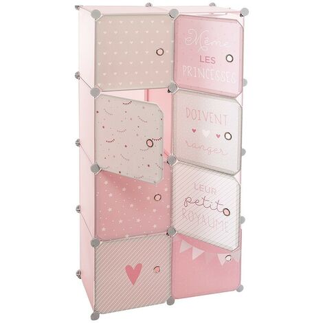 Rangement penderie rose pour enfant