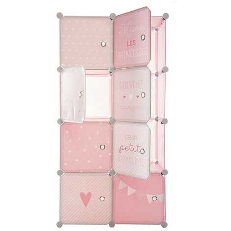 Rangement penderie rose pour enfant