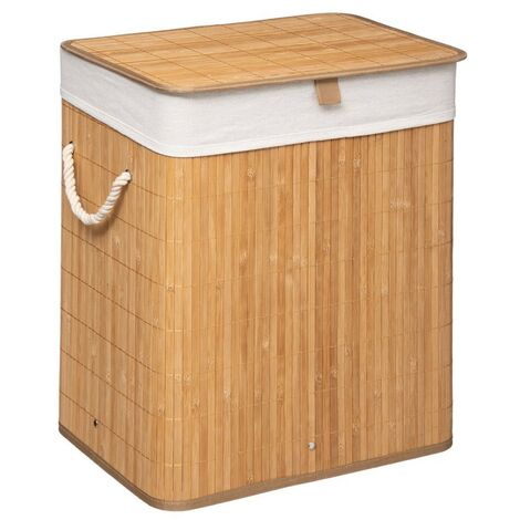5Five Simply Smart – Panier à linge en bambou naturel – Dimensions L. 40 x P. 30 x H. 50 cm – Poids 1,4 kg – Rangement esthétique pour salle de bain
