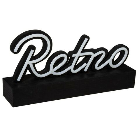 Mot déco lumineux LED rétro noir