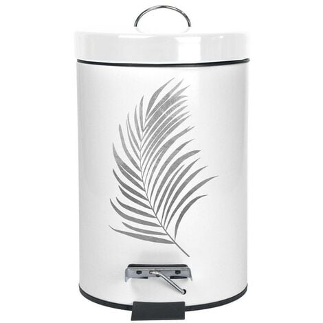 Poubelle à pédale 3L métal Orbella blanc argent