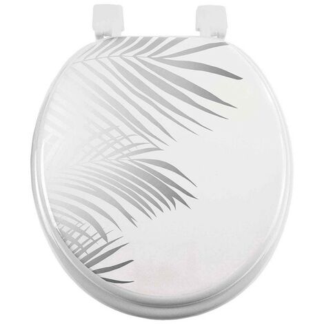 Douceur D'Intérieur – Abattant WC MDF Orbella blanc argent – Fixation facile – Dimensions 37x47 cm – Compatible cuvettes standards – Poids 2,9 kg