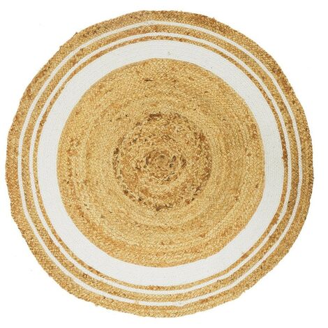 Tapis rond jute coton blanc D90