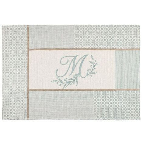Tapis 60x90 cm Constance azur coton (1/4)
