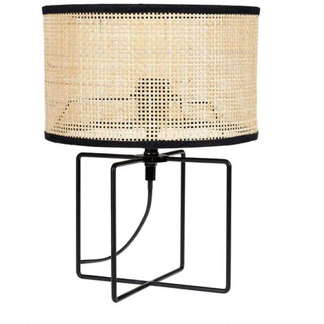 Lampe métal rotin Yuca noir (1/5)