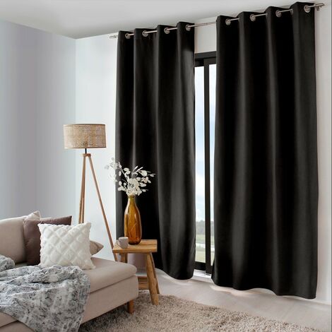 Rideau occultant thermique 140x240 Nordica noir (1/5)
