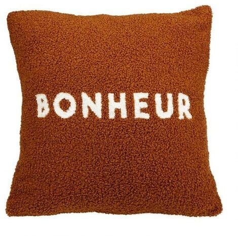 Housse de coussin 40x40 cm bouclette Bonheur