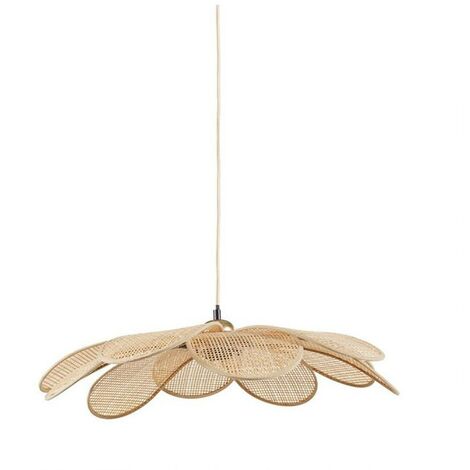 Suspension en bambou Margaux S naturel D60 – Dimensions D. 60 x H. 10 cm – Douille E27 – Longueur de cordon 115 cm – Ostaria