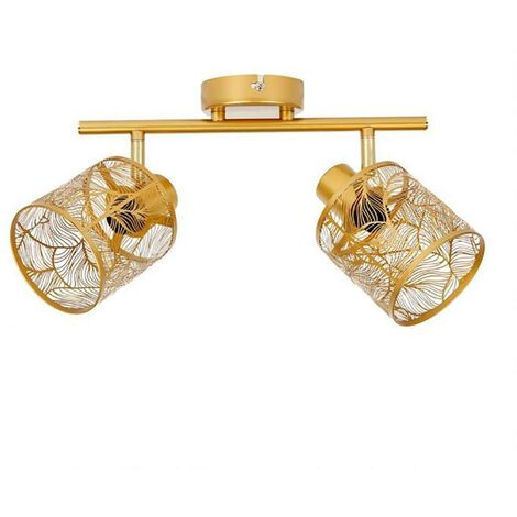Applique 2 spots orientables dorés – Métal – Dimensions 35 x 22 cm – Douille E14 – Puissance 40W – Usage intérieur hors salle de bain – Ostaria