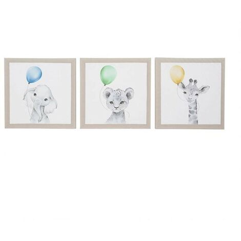 Lot de 3 tableaux toile Balloons 30x30 cm (1/5)