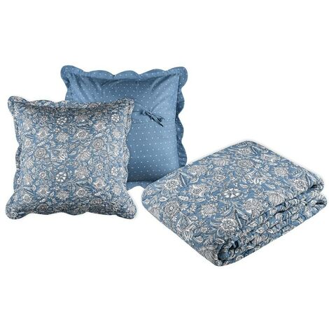 Boutis 240x220 avec 2 taies et sac Julianne bleu