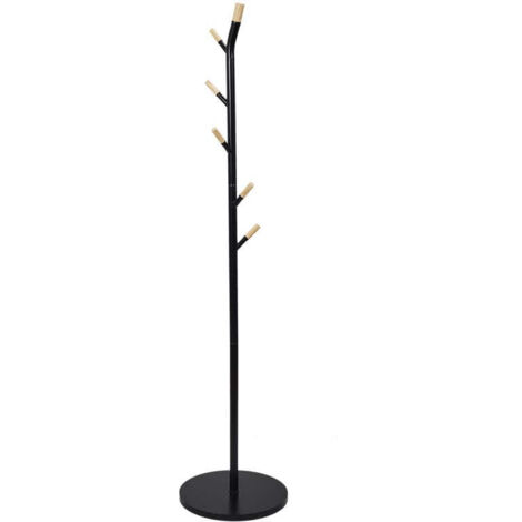 Porte-manteaux métal noir et bois (1/5)